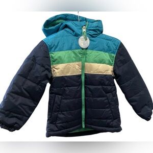 Whales Tails Boys Hooded Winter Coat Wind & Water Resistant Size 4 Unisex